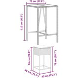  3-dijelni vrtni barski set od poliratana s jastucima crni Crna 70 x 70 x 110 cm | Shoptok.si