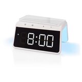 Nedis WCACQ30WT - Budilnik sa LCD ekranom i bežičnim punjačem 15W/5V, bela | Eponuda.com