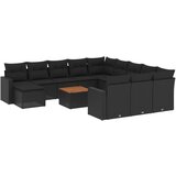 Maison Chic Seti vrtnega pohištva - Vrtna garnitura - Vrtni pohištvo set 13-delna z blazinami črn poli ratan, (21810740) | Shoptok.si