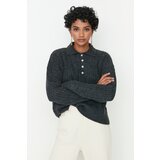 Trendyol Anthracite Knitted Detailed Polo Neck Knitwear Sweater Cene