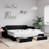  Dnevni krevet na razvlačenje s ladicama crni 90x200 cm tkanina | shoptok.hr
