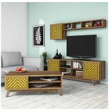 Hanah home Set TV komoda i klub sto Inci, 4 komada, Orah-žuti | Eponuda.ba