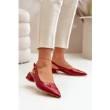 FS1 Lacquered Ballerinas On Low Heel With Pointed Toes Burgundy Anarinne