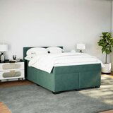 vidaXL Box spring postelja z vzmetnico temno zelena 140x200 cm žamet | Shoptok.si