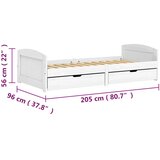  Dnevni ležaj s 2 ladice IRUN bijeli 90x200 cm masivna borovina | Eponuda.com