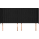  Vzglavje z ušesi črno 163x16x118/128 cm blago | Shoptok.si