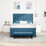  Postelja z vzmetnico z vzmetnico Temno modra 140 x 200 cm Žamet, (5000127223) | Shoptok.si