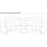 Molarem Home Drveni dječji krevet na kat Zuzia Plus s radnim stolom 200x80 cm - sivi | shoptok.hr