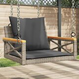 vidaXL Gugalna klop z blazinami siva 63x62x40 cm poli ratan | Shoptok.si