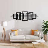 Wallxpert metalni zidni ukras 5590, apstraktni preklopljeni pravougaonici sa linijama, 75 x 25 cm, crni Cene