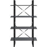 vidaXL Knjižna omara 4-nadstropna siva 80x30x140 cm trdna borovina | Shoptok.si