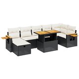 Maison Chic Seti vrtnega pohištva - Vrtna garnitura - Vrtni pohištvo set 8-delna z blazinami črn poli ratan, (21799314) | Shoptok.si