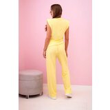 Kesi Włoski Elegant women's set with wide trousers and a ruffled blouse yellow | Shoptok.si