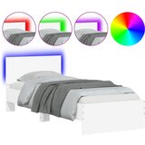 Maison Chic Posteljni okvir - Enojna postelja - Postelja za odrasle z vzglavjem in LED lučkami bel 90x200 cm-J9528, (21772226) | Shoptok.si