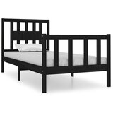 vidaXL Posteljni okvir črn iz trdnega lesa 75x190 cm 2F6, (20707489) Cene