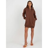 Fashion Hunters Dark brown sweatshirt basic dress with pockets Cene