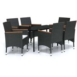  7-dijelni vrtni blagovaonski set s jastucima crni | shoptok.hr