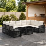  Sjedeća garnitura za vrt 10 kom. Crna i krem-bijela poliratan 100 x 55 x 73 cm | shoptok.hr