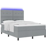 vidaXL Krevet sa Box Springom s madracem i LED svjetlom svjetlosive tkanine 140x200 cm | shoptok.hr