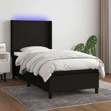 vidaXL Krevet box spring s madracem LED crni 100x200 cm od tkanine | shoptok.hr