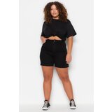 Trendyol Curve Black High Waist Flexible Skinny Denim Shorts &; Bermuda cene