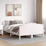 vidaXL Posteljni okvir z vzglavjem bel 140x200 cm trdna borovina | Shoptok.si