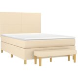  Krevet s oprugama i madracem krem 140x200 cm od tkanine | shoptok.hr