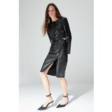 Trendyol Limited Edition Black Faux Snakeskin Midi Skirt | shoptok.hr