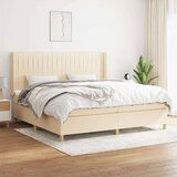  Box spring postelja z vzmetnico krem 200x200 cm blago, (20894139) | Shoptok.si