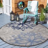 Lesnina XXXL PREPROGA ZA ZUNANJO UPORABO Floral 120 cm tkano modra, siva, bela | Shoptok.si