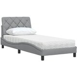 Krevet s madracem svjetlosivi 90x200cm tkanina | Eponuda.com