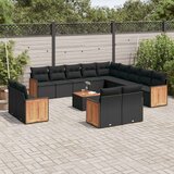  14-dijelni set vrtnih sofa s jastucima poliratan crni | shoptok.hr