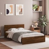 vidaXL Posteljni okvir z vzglavjem rjavi hrast 120x200 cm | Shoptok.si