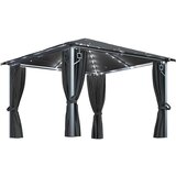 vidaXL Paviljon z zaveso in LED lučkami 3x3 m antraciten aluminij Cene