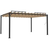  Sjenica s rešetkastim krovom 3x4 m smeđe-siva tkanina/aluminij | shoptok.hr