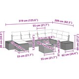 Sjedeća garnitura za vrt 9 kom. Crna poliratan 62 x 62 x 69 cm | shoptok.hr