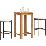  The Living Store Vrtna barska garnitura 3-delna rjava trdna akacija poli ratan - Vrtna Barska Garnitura, (21471730) | Shoptok.si