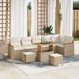 vidaXL set vrtnih sofa od 9 dijelova s jastučićima bež poli ratan akacija | shoptok.hr