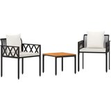 vidaXL Zunanji pohištveni set 3 pcs Črna in krem bela poli ratan, (5000294284) | Shoptok.si