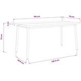  Kvadratni blagovaonski stol 160 x 70 x 75 cm Bijela - Bijela i crna 160 x 70 x 75 cm Četvrtasto | shoptok.hr
