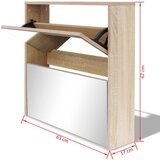 vidaXL ormarić za cipele s ogledalom boja hrastovine 63x17x67 cm | shoptok.hr
