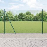 vidaXL zavarena žičana ograda s 13 flanširanih stupova Zelena 1.5x50 m čelik | shoptok.hr