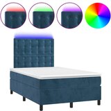 vidaXL Box spring postelja z vzmetnico LED tem. modra 120x190 cm žamet, (21111211) Cene