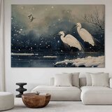  XXL slika - Herons over a winter pond - Japanese-style illustration in dark colours 220x147 | shoptok.hr