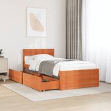 Maison Chic Posteljni okvir - Enojna postelja - Postelja za odrasle brez vzmetnice voščeno rjav 90x200 cm borovina-J8226, (21768107) | Shoptok.si