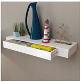  Bela Stenska Polica iz Materiala MDF z 1 Predalom za Shranjevanje | Shoptok.si