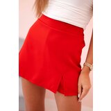 Kesi Włoski Women's skirt-shorts with ruffles and slit red | shoptok.hr