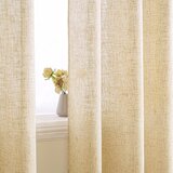 EMEMA 2x 160×140cm Polprosojne zavese z rinkami v videzu lanu | Shoptok.si