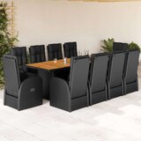 vidaXL 11-dijelni vrtni blagovaonski set s jastucima poliratan crni | shoptok.hr