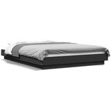 Maison Chic Posteljni okvir - Dvoposteljna postelja - Zakonska postelja z LED lučkami črn 120x190 cm inženirski les, (21695074) Cene